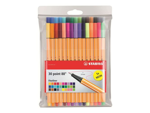 Cienkopisy Point 88, komplet w etui, 30 kolorów - Stabilo
